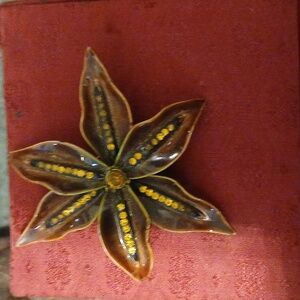 Brown and Gold Flower Brooch